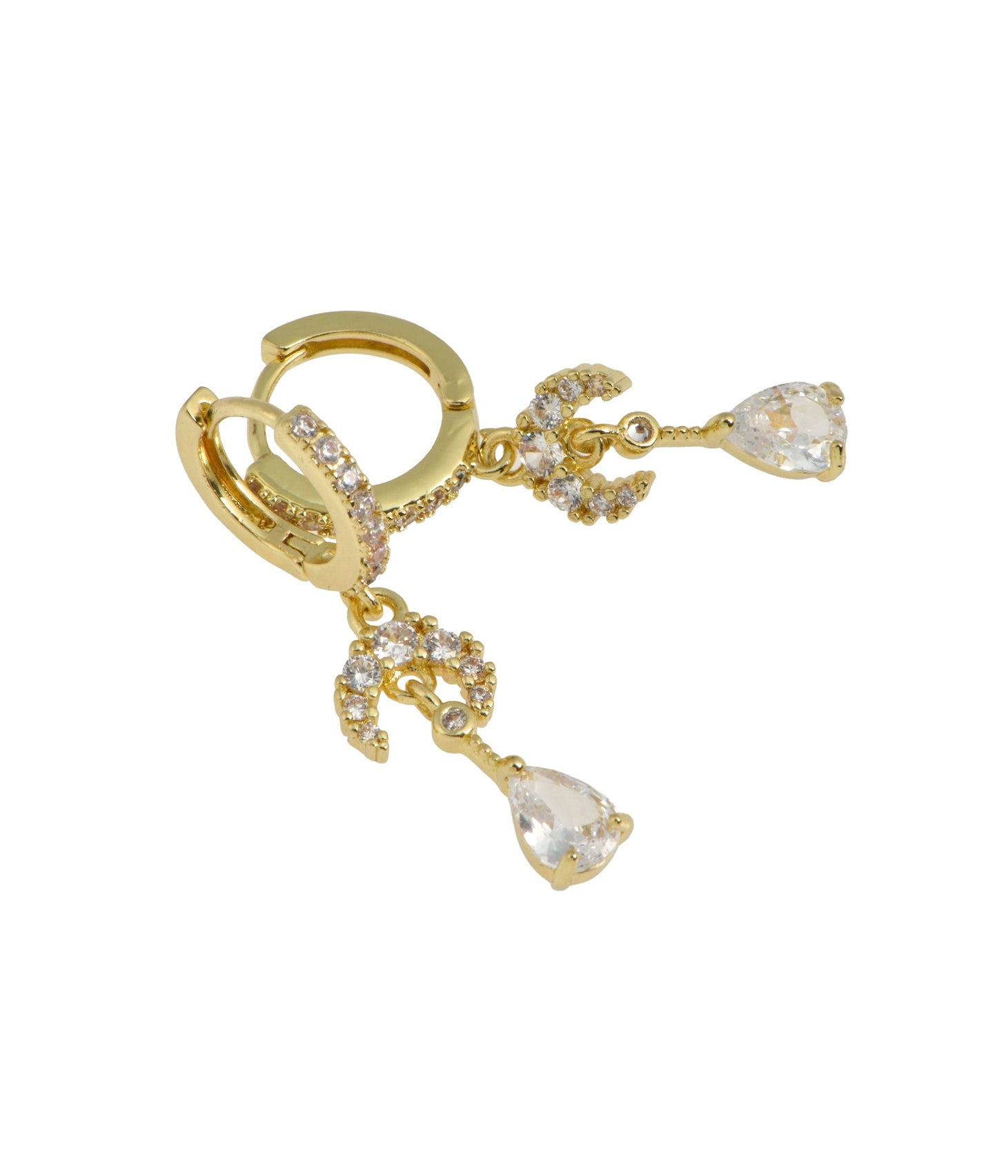 Golden hoops with shiny pendants