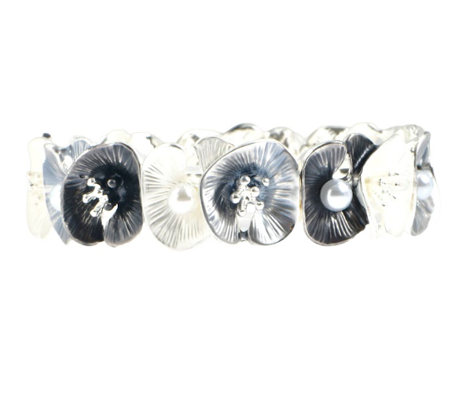 Pulsera flores con perlas