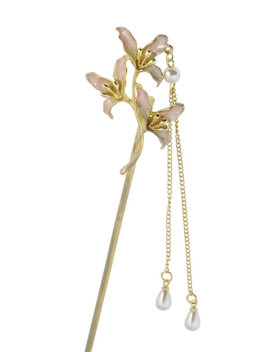 Elegant Floral Hair Stick with Pearls