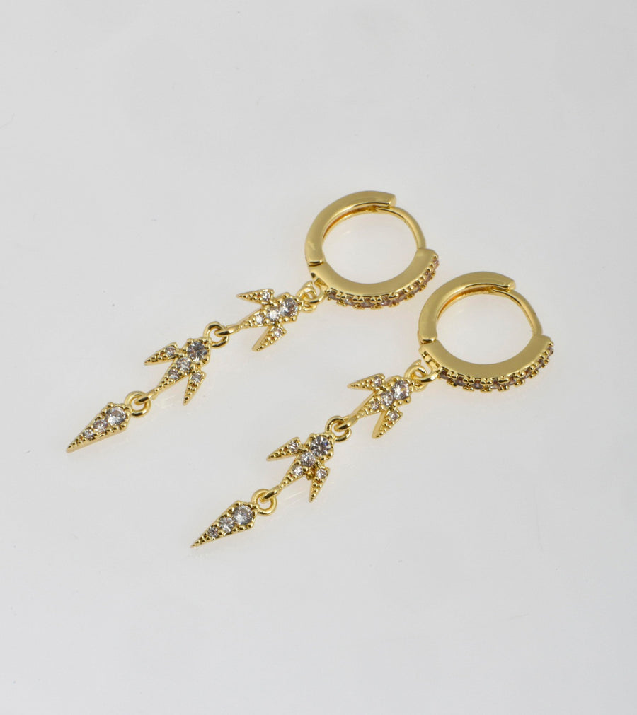 Dangling lightning bolt hoops