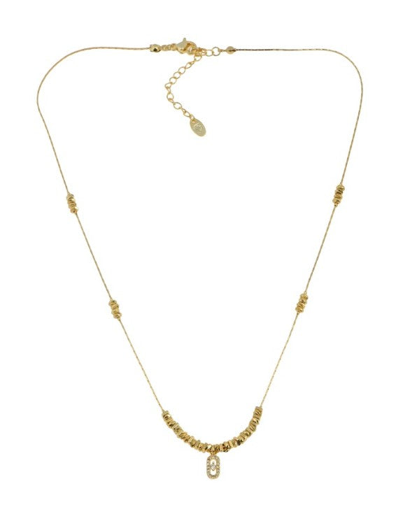Gold Necklace with Oval Pendant
