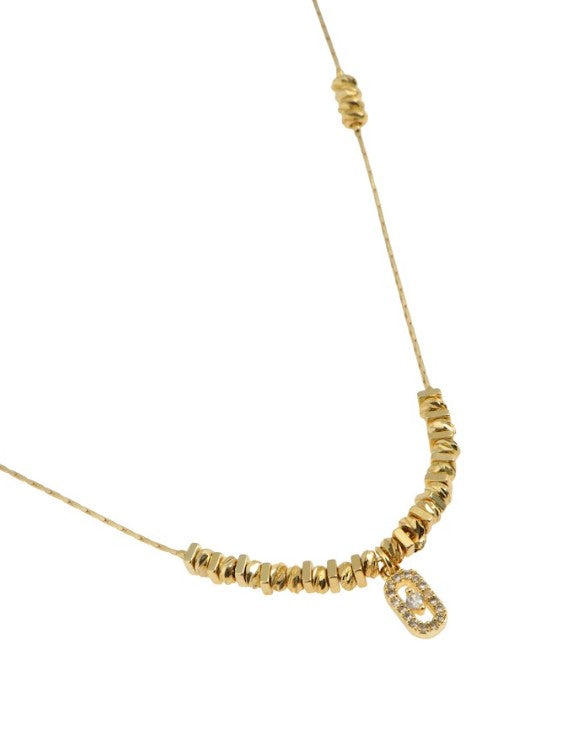 Gold Necklace with Oval Pendant