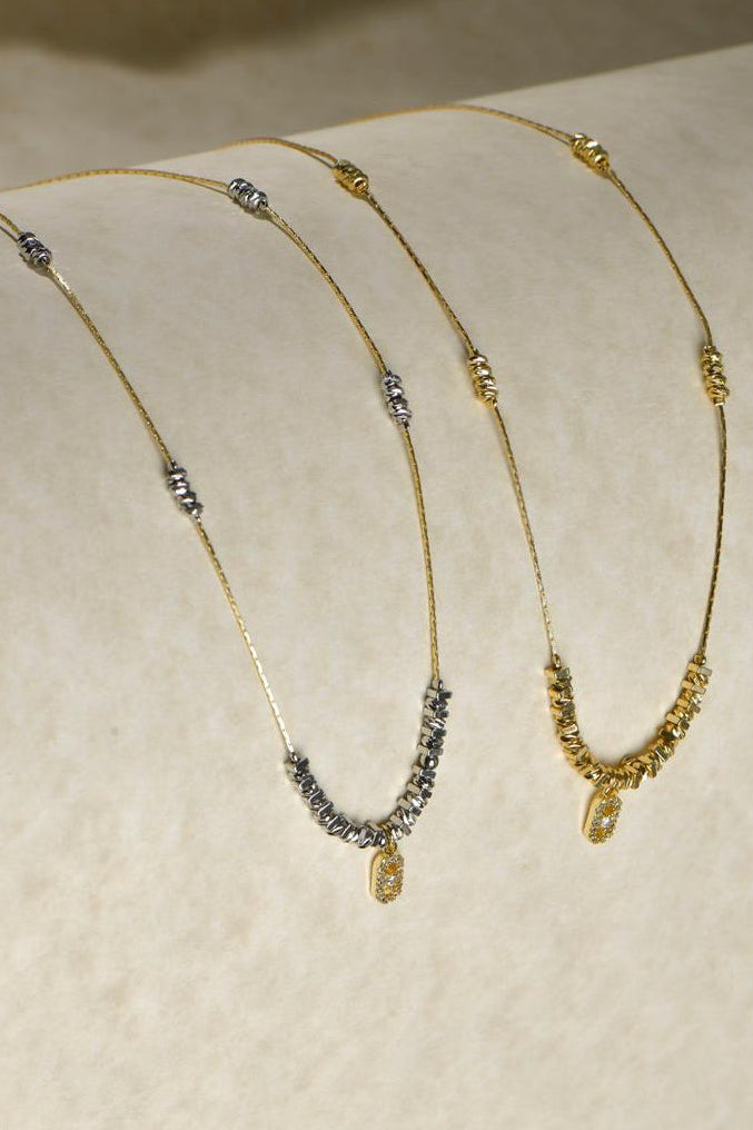 Gold Necklace with Oval Pendant