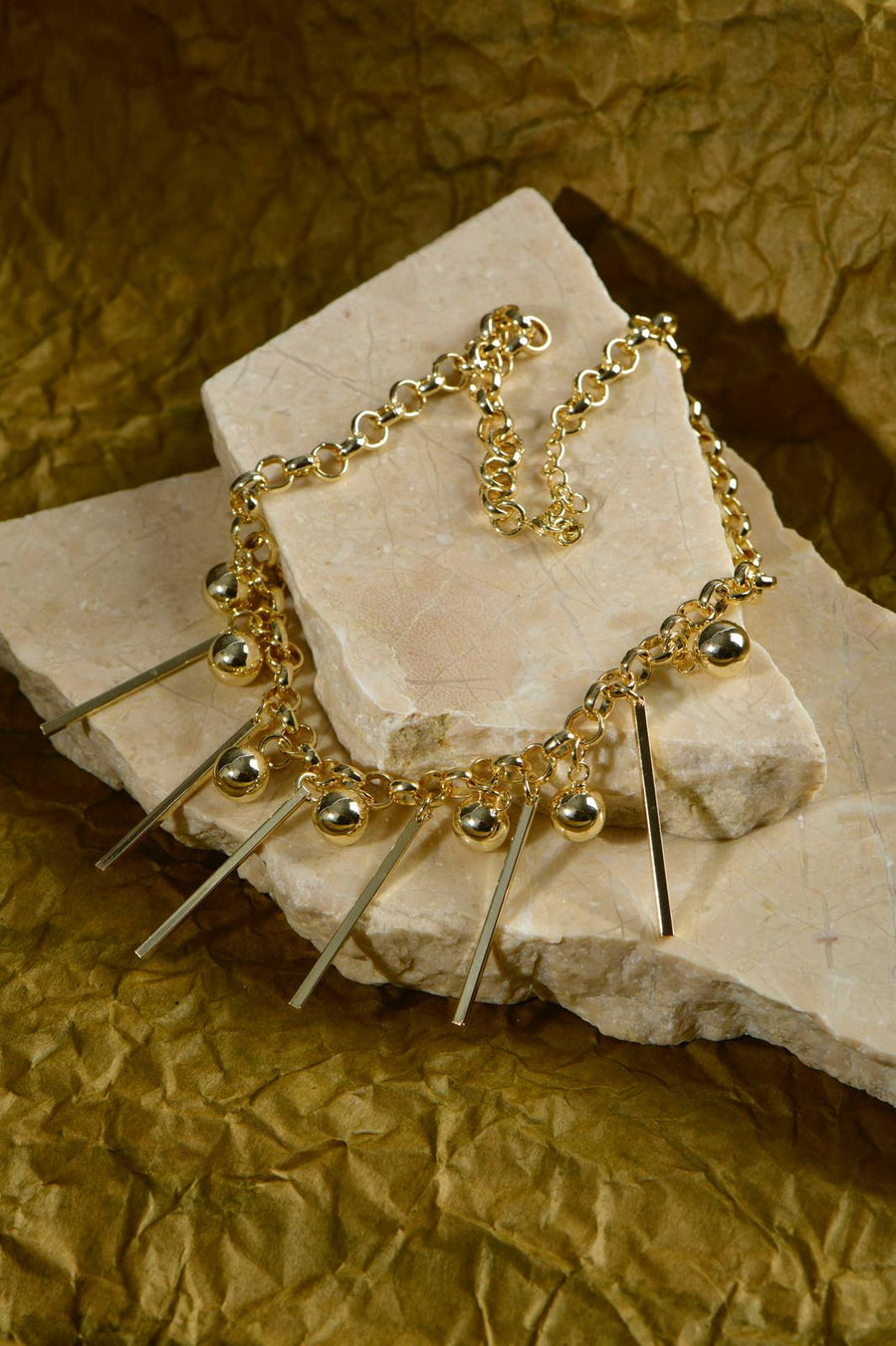 Gold Balls and Bars Necklaces