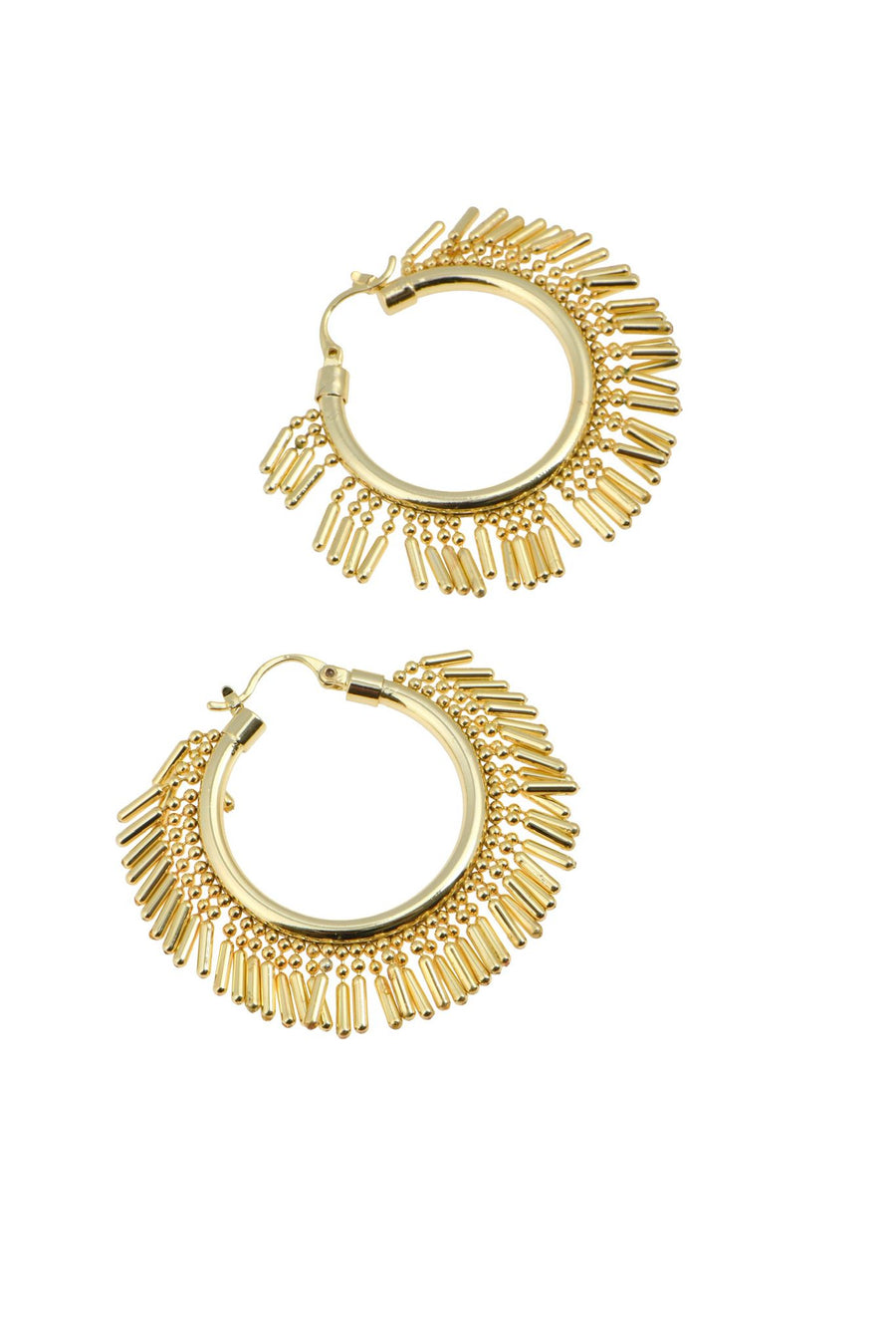 Gold-Tone Hoop Earrings with Metallic Fringe