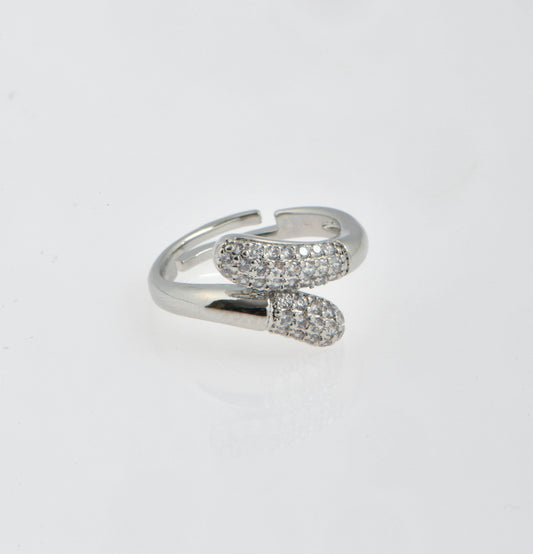 Double Zirconia Silver Ring