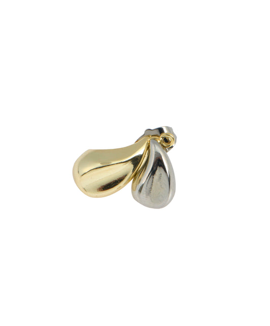 Gold-silver double drop hoop earrings