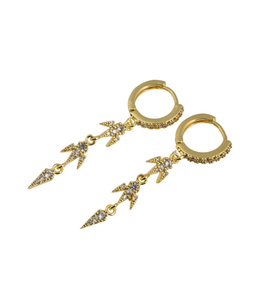 Hanging lightning bolt hoops