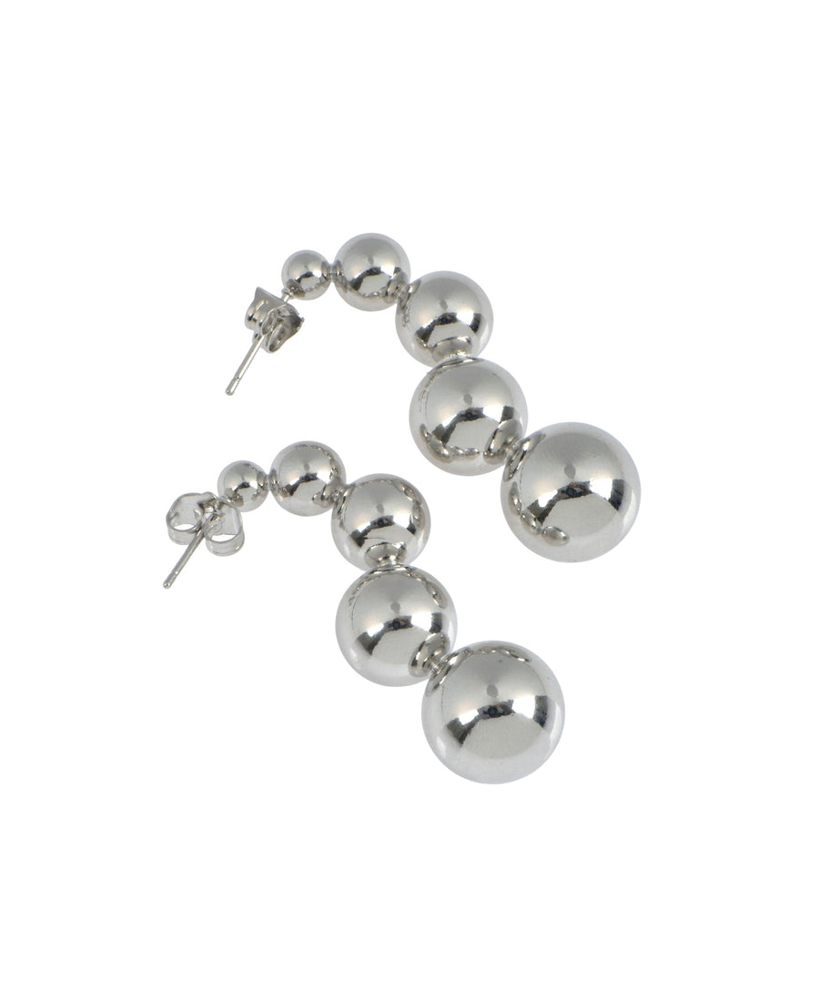 Silver ball hoops