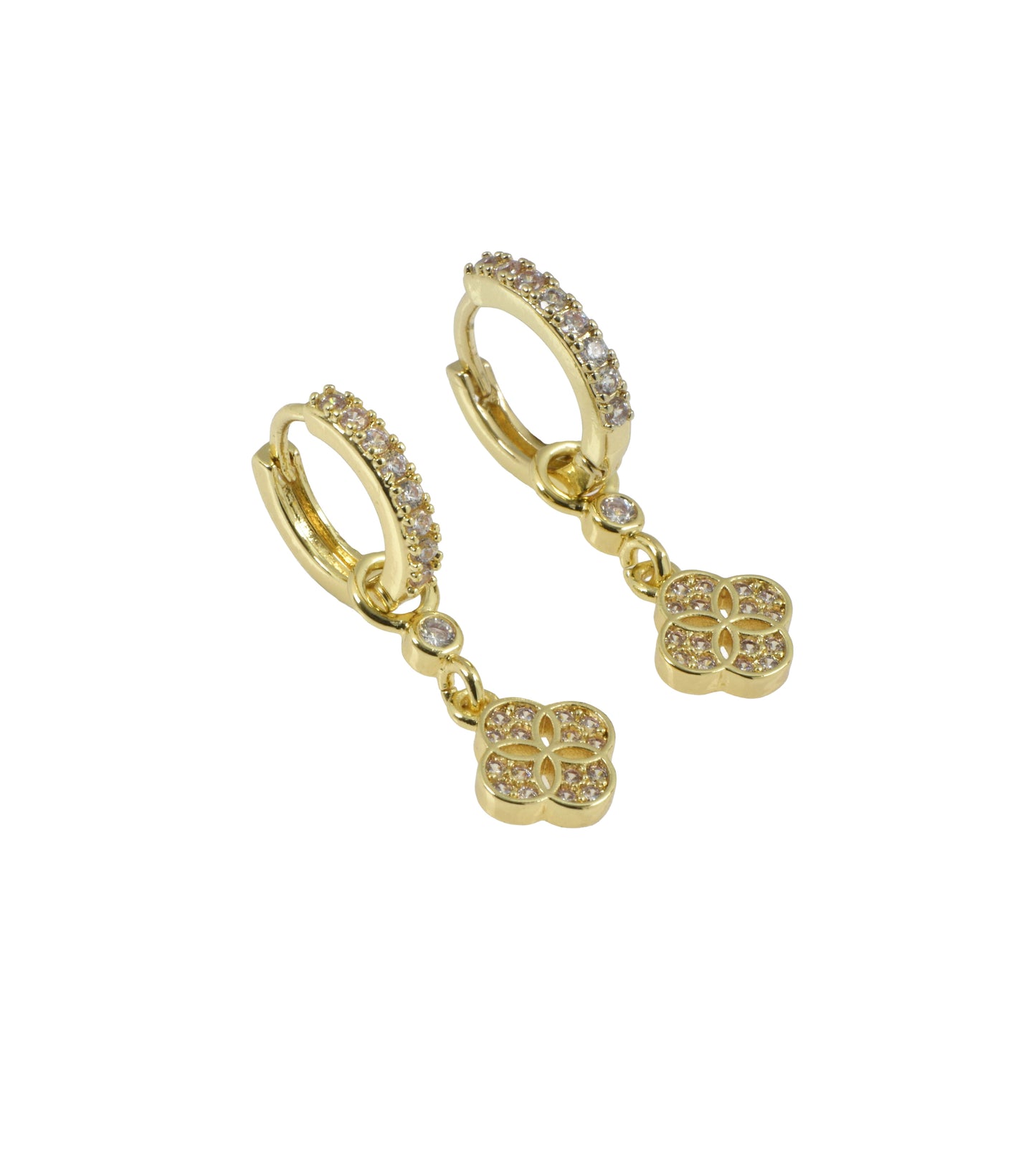 Shiny dangling flower hoops
