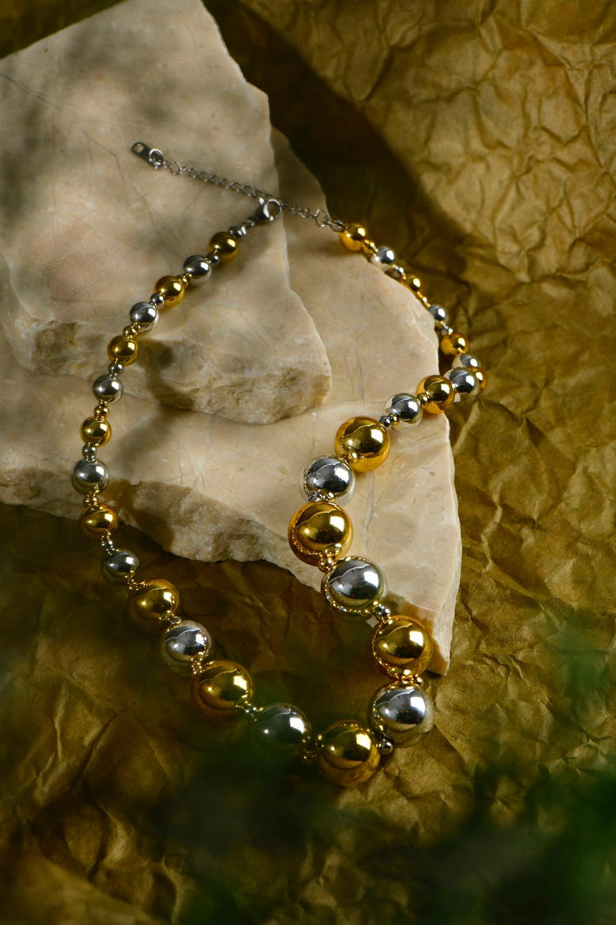 Gold and Silver Spheres Necklace