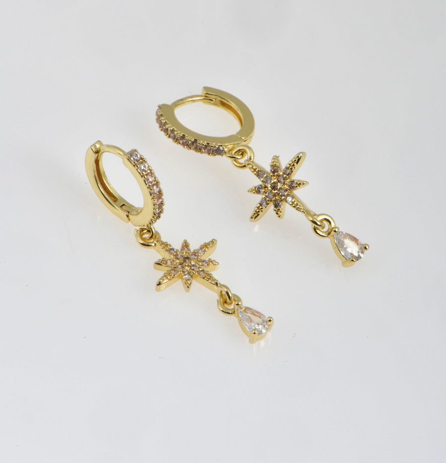 Star hoops with drop pendant