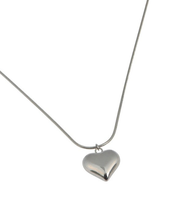 Smooth Silver Heart Necklace