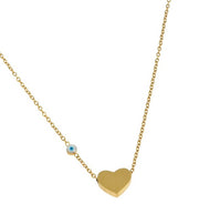Heart Necklace with Golden Eye