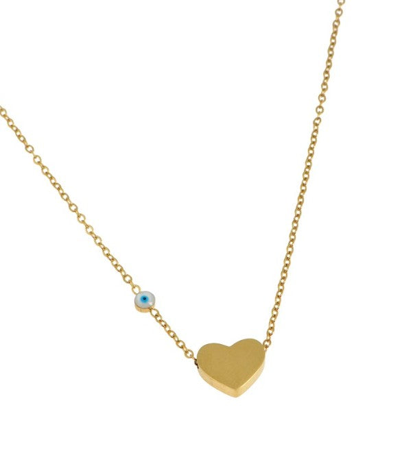 Heart Necklace with Golden Eye
