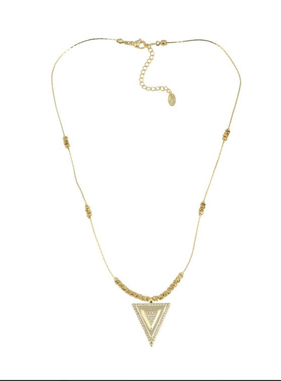 Golden Crystal Triangle Necklace