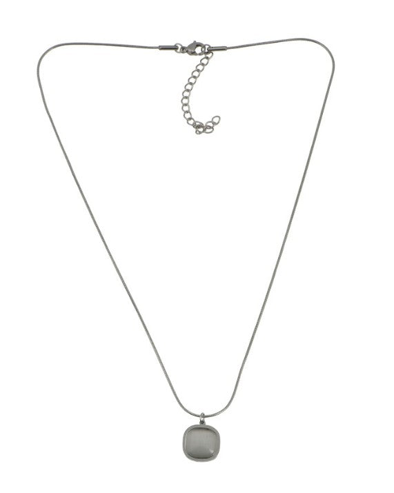 Silver Necklace with White Stone