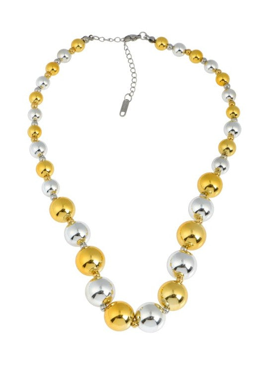 Gold and Silver Spheres Necklace