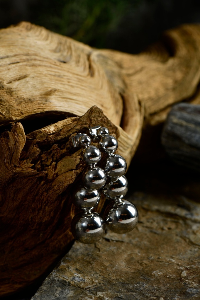 Silver bead hoops