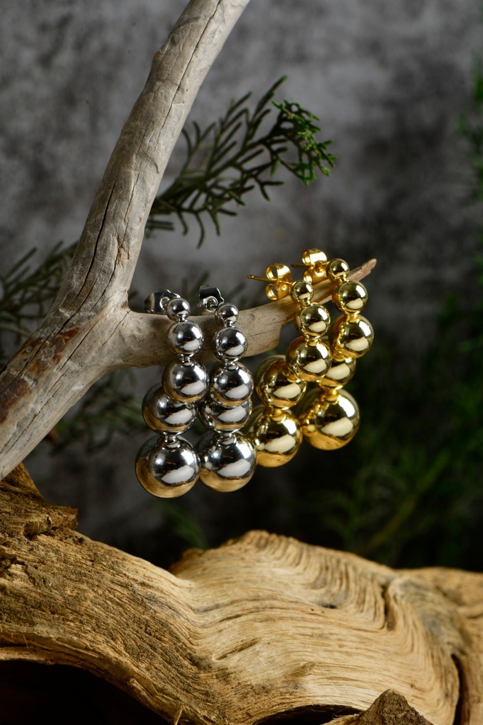 Silver bead hoops