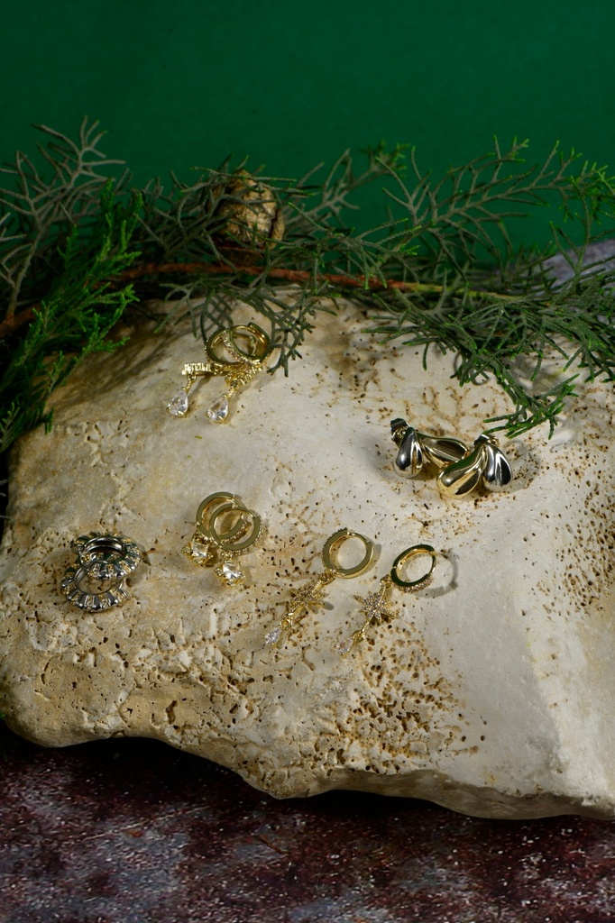 Star hoops with drop pendant