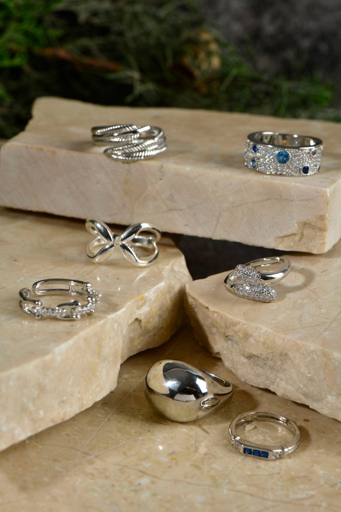 Double Zirconia Silver Ring