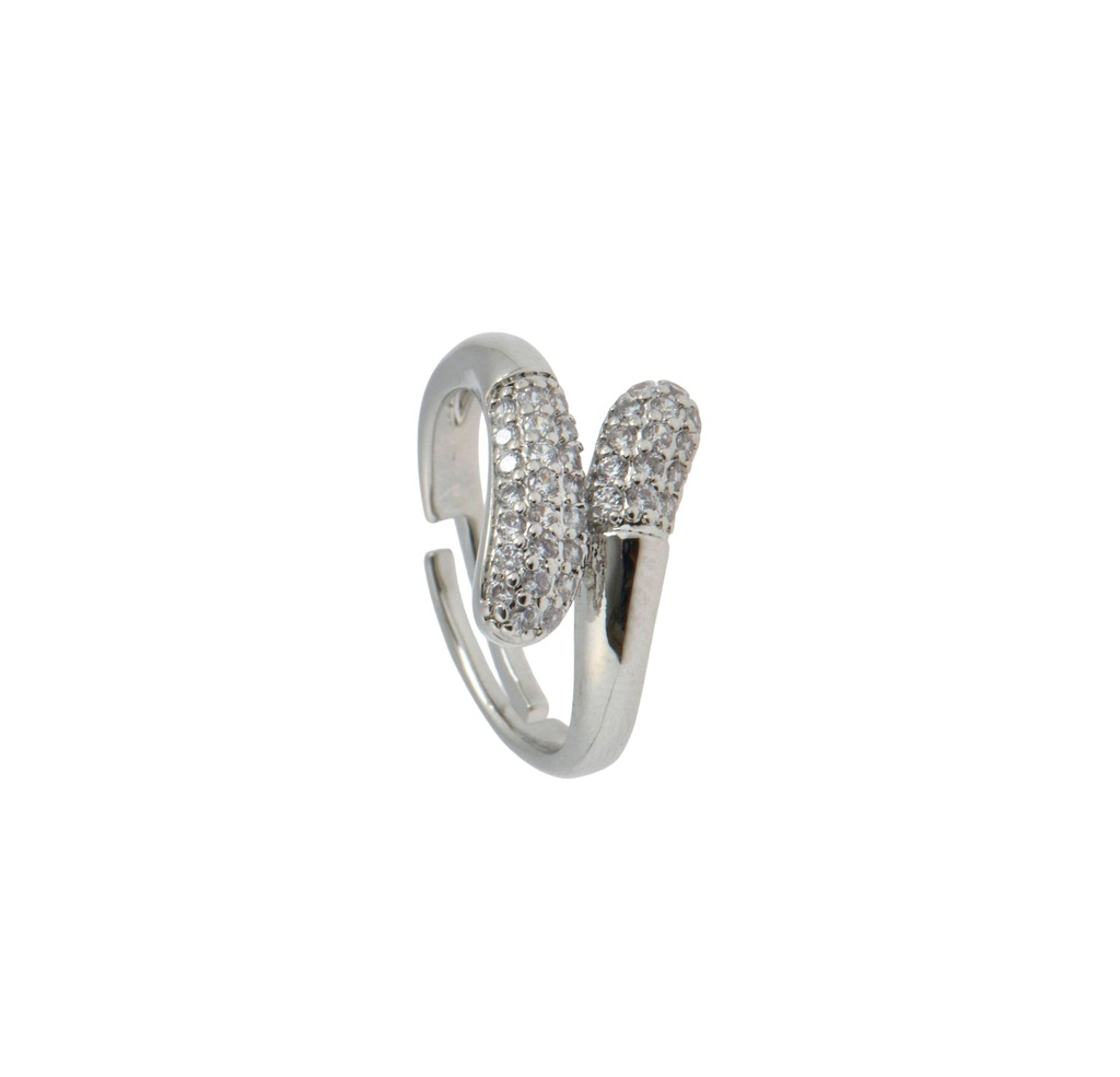 Double Zirconia Silver Ring