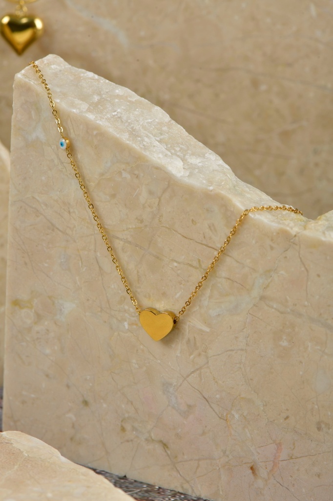 Heart Necklce with Golden Eye