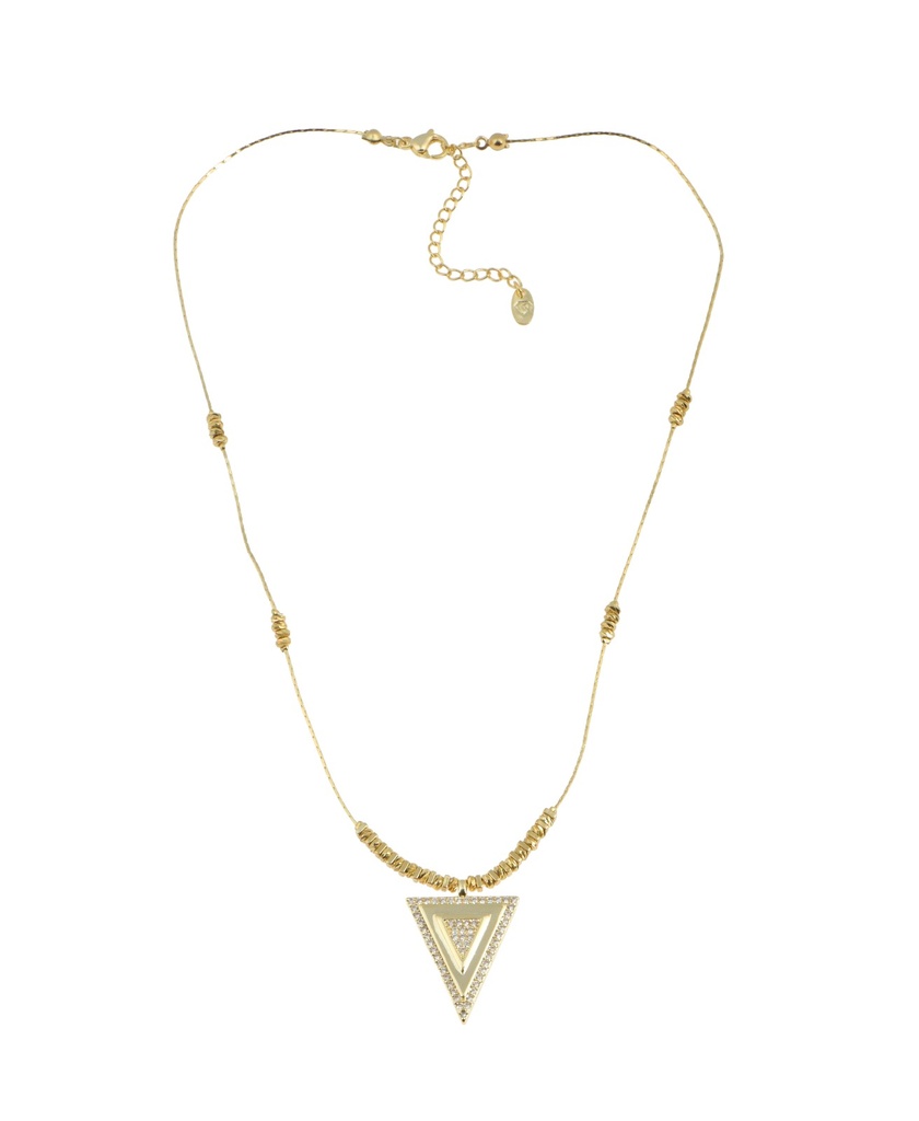 Golden Crystal Triangle Necklace 