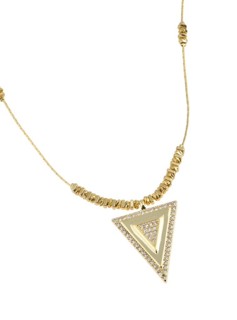 Golden Crystal Triangle Necklace 