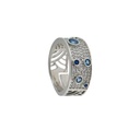Silver Pavé Ring with Blue Crystal Accents
