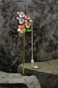 Gold Stainless Steel Hair Stick with Pearl Flower and Dangling Chains