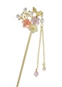Gold Floral Hair Stick with Pearls & Pastel Flowers