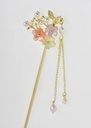 Gold Floral Hair Stick with Pearls & Pastel Flowers