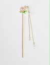 Gold Stainless Steel Hair Stick with Pink Pearl Drops