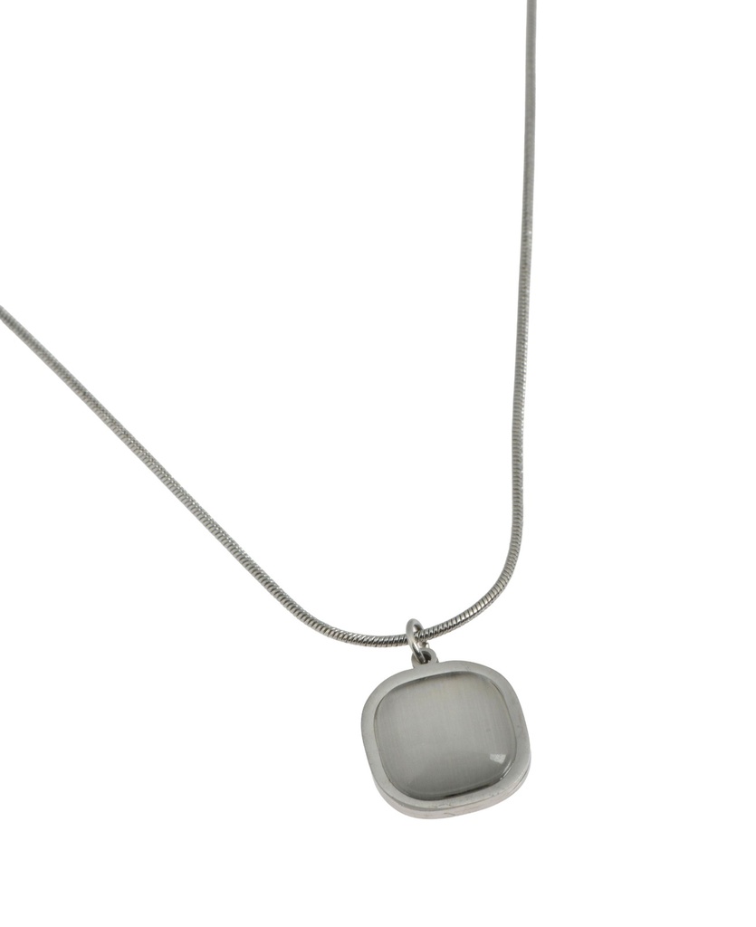 Silver Necklace with Grey Stone