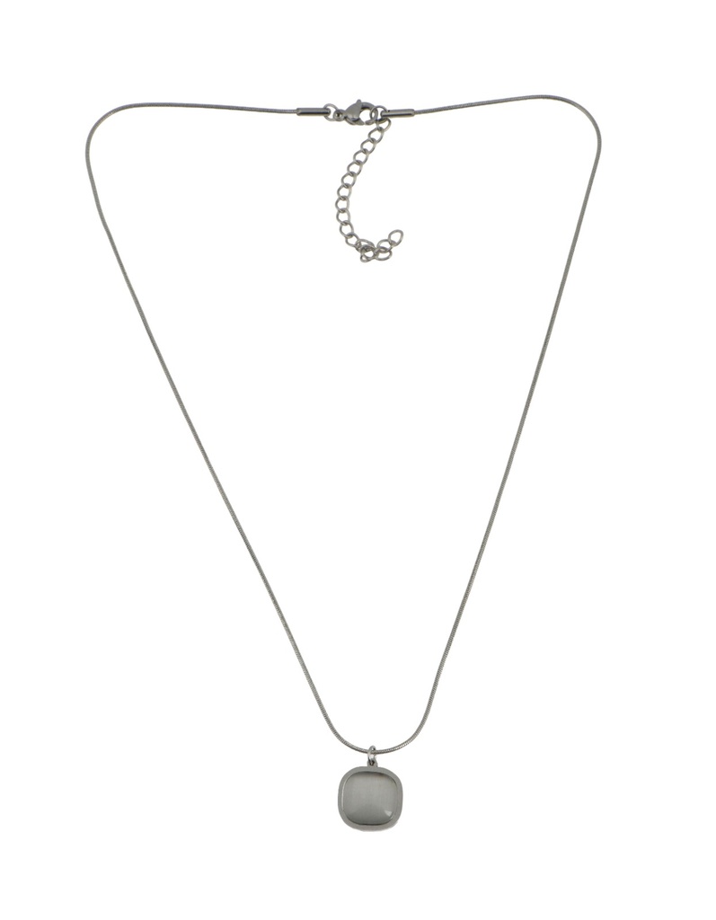 Silver Necklace with Grey Stone