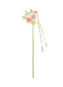Gold Floral Hair Stick with Pearls & Pastel Flowers