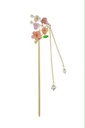 Gold Stainless Steel Hair Stick with Pearl Flower and Dangling Chains