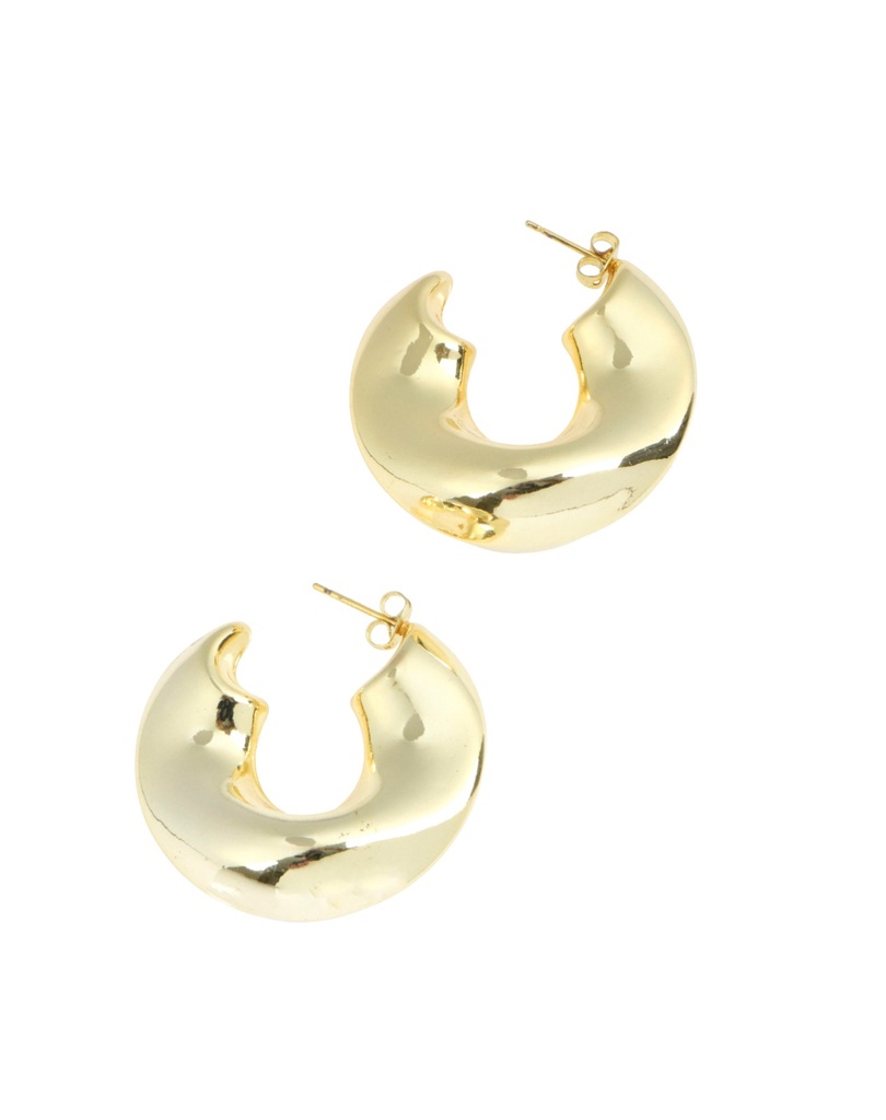 Thick gold half moon hoops