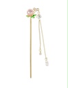 Gold Stainless Steel Hair Stick with Pink Pearl Drops