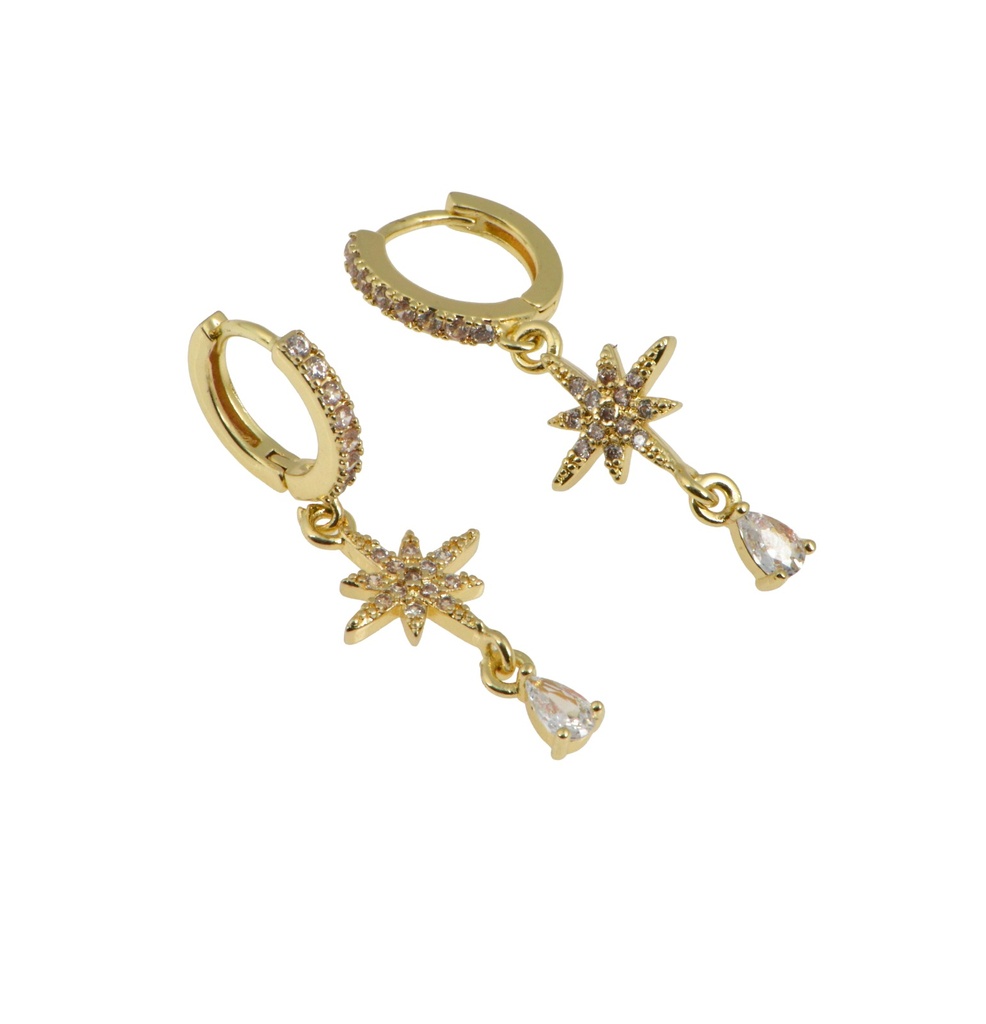 Star hoops with drop pendant