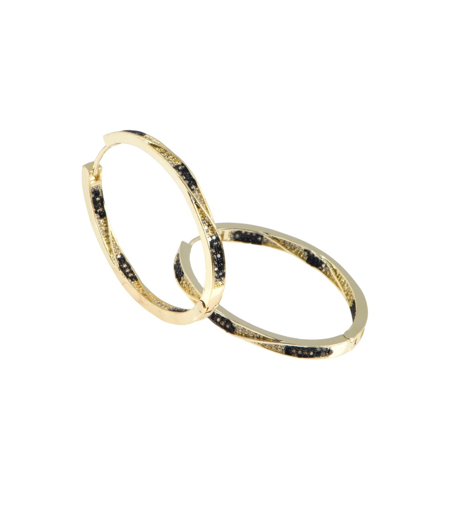 Gold Hoops with Black waves