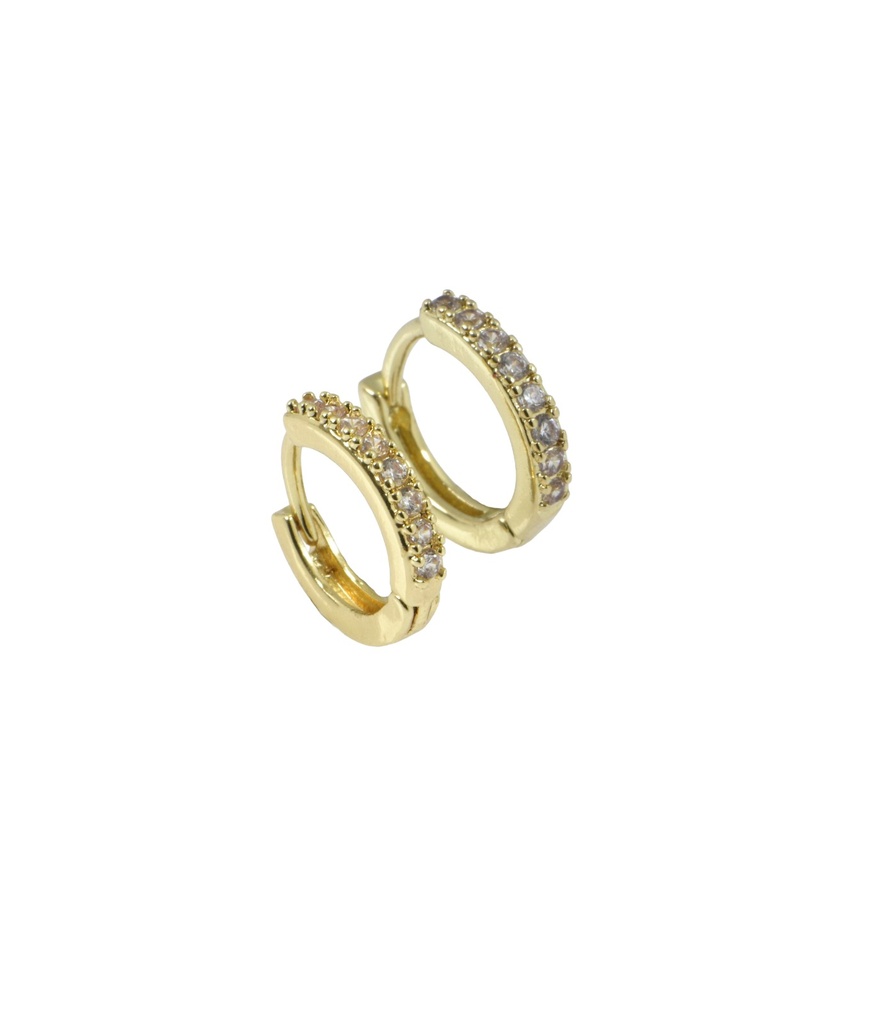 Gold and silver hoops with yellow zirconia stones