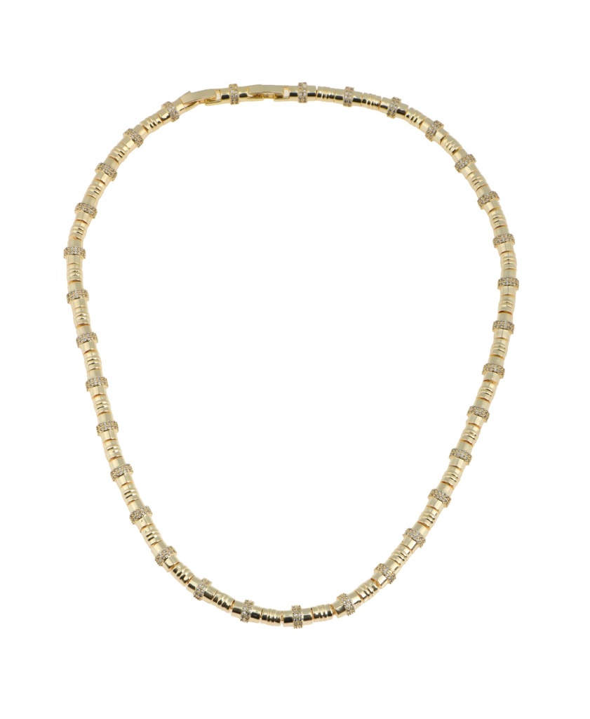 Gold Necklace with Sparkling Inlay 