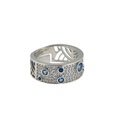 Silver Pavé Ring with Blue Crystal Accents