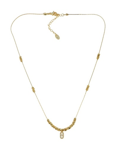 [C410] Gold Necklace with Oval Pendant