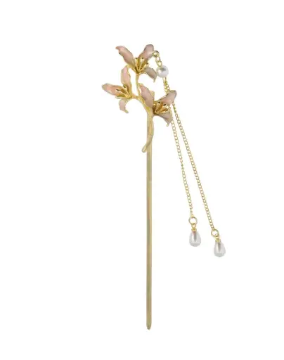 [CAB03] Elegant Floral Hair Stick with Pearls