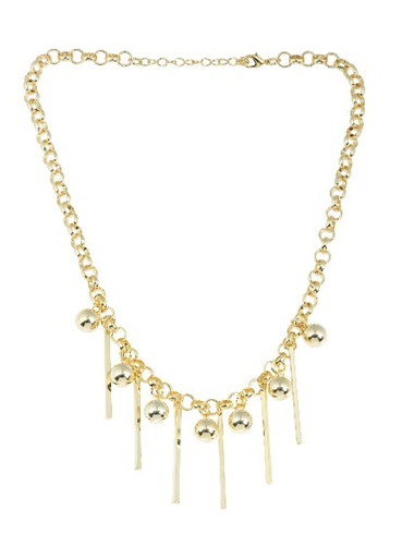 [C414] Gold Balls and Bars Necklace