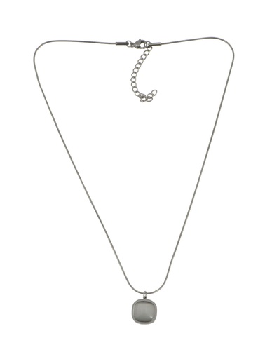 [C401] Silver Necklace with Grey Stone